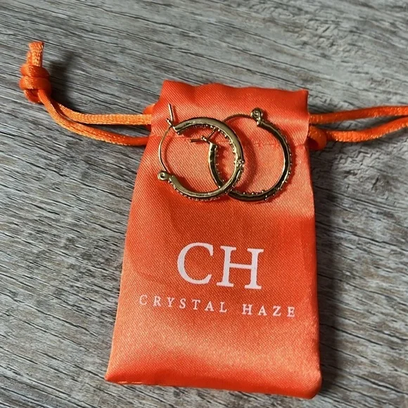 Crystal Haze Gold Mini Serena Hoops - Picture 1 of 12